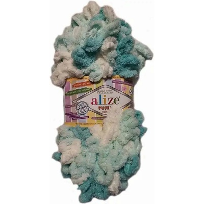 Alize Příze Puffy color 5891 bílo-mintová