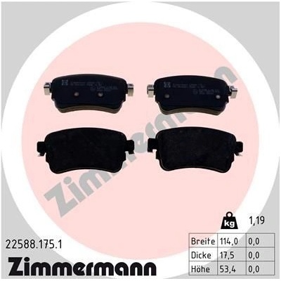 Sada brzdových destiček, kotoučová brzda ZIMMERMANN 22588.175.1 22588.175.1