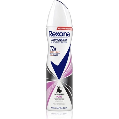 Rexona Advanced Protection Invisible Pure дезодорант в спрей срещу бели и жълти петна 150ml