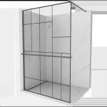 Mexen Kioto+ душ панел с полица Walk-in 80 x 200 cm, черен десен, gun metal - 800-080-121-95-78 (800-080-121-95-78)