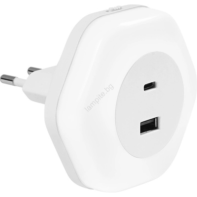 - LED нощна лампа за контакт с USB LUNETTA LED/15W/230V (P225964)