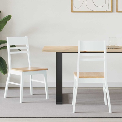 vidaXL Обедени столове 2 pcs Бяло 43 x 54 x 89 см Солидно гумено дърво (42020443)