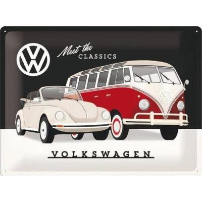 NOSTALGIC ART ceduľa VOLKSWAGEN MEET THE CLASSIC black/white