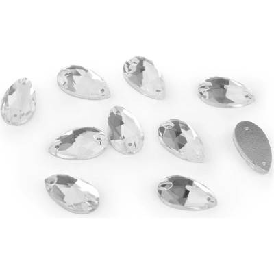 Broušené kamínky kapky našívací - crystal (12 ks)