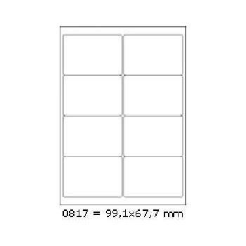 CDRmarket Самозалепващи етикети 99, 1 x 67, 7 mm, 8 етикети A4, 100 листа (R0ECO.0817A)