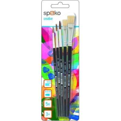 Spoko Sada školních štětců - 5 ks - kulaté, ploché - S033901305
