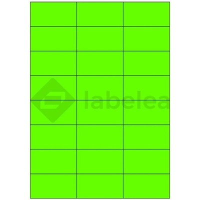 Labelea Samolepiace etikety 70x37 mm signálne farebné papierové, na hárku A4, pre laserovú tlač, Farba etikiet Signálna zelená, Počet hárkov v balení 100 EPY070037SG024S