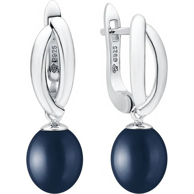 Gaura Pearls stříbrné náušnice s černou perlou Natalia SK22521EL/B Černá