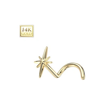 Šperky4U zlatý piercing do nosu hvězda ZL01242-YG