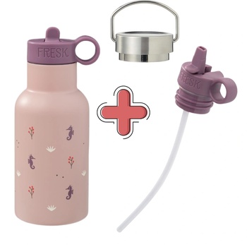 Image 1 of Fresk : 2 в 1 Бутилка и термос от неръждаема стомана с вградена сламка 350мл - Seahorse (FR-FD300-16+FR-LID406)
