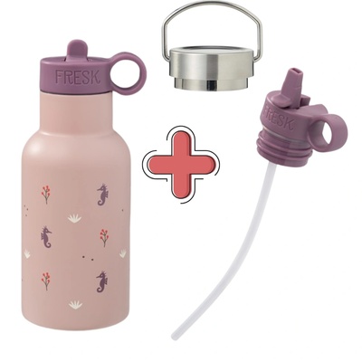 Fresk : 2 в 1 Бутилка и термос от неръждаема стомана с вградена сламка 350мл - Seahorse (FR-FD300-16+FR-LID406)