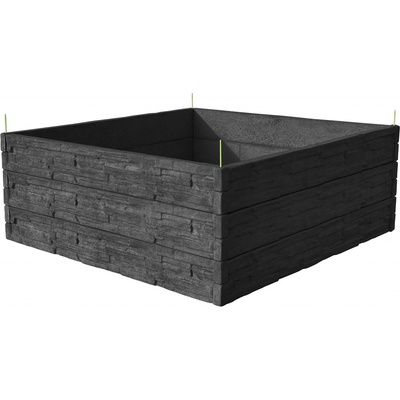 Barigadi Vyvýšený záhon betónový 200 x 200 cm výška 75 cm vzor štiepaný kameň antracit