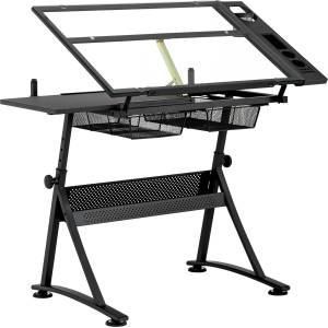 Fromm & Starck Чертожно бюро - 120 x 60 x 90 см - с възможност за накланяне - стъклен плот STAR_DESK_09 (STAR_DESK_09)