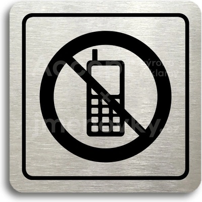 ACCEPT Piktogram zákaz telefonování - stříbrná tabulka - černý tisk