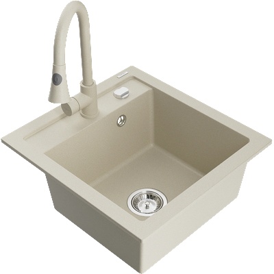 Mexen Vito гранитна кухненска мивка с 1 отделение с кухненски смесител Elia, (6503-69-670101-69)