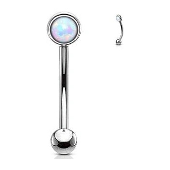 Šperky4U piercing do obočí bílý opál OB0003WH-1206