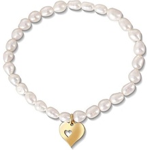 JwL Luxury Pearls náramok z pravých perál s pozláteným srdiečkom JL0691