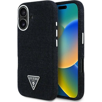 GUESS Калъф Guess Denim Triangle Logo MagSafe за iPhone 16 - черен