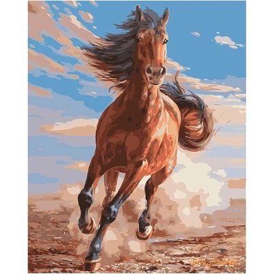 Диамантен Гоблен "Бягащ Кон" - 30 x 40 см, Кръгли мъниста