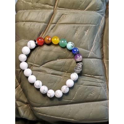 HANDMADE minerální náramek Howlite s Budhou 120902-1