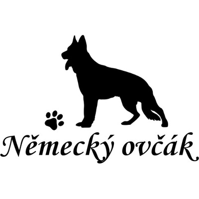 Nažehlovací nápis Německý ovčák Vzor: 3, Potisk: hnědá, Motiv: tlapka