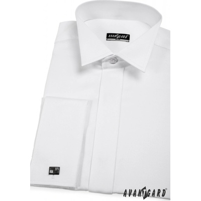 Avantgard pánská košile propínací léga s knoflíčky dvojité manžety 675 1 bílá