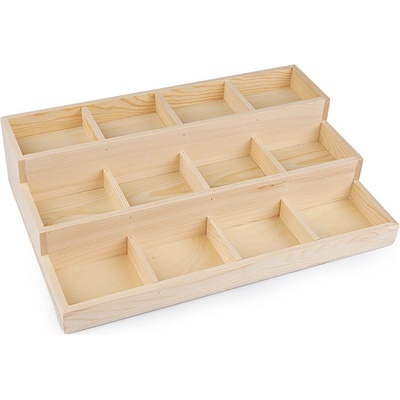 Dřevěné plato / organizér 3 patrový 24x35,5 cm přírodní sv. 1 ks