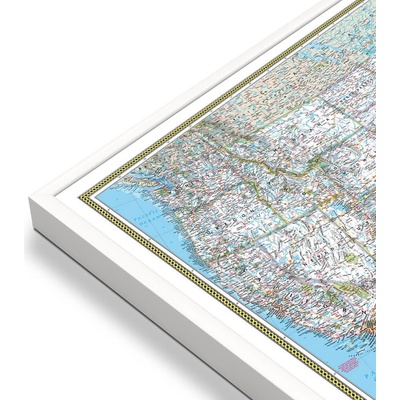 National Geographic USA - nástěnná mapa Classic 178 x 125 cm Varianta: mapa v hliníkovém rámu, Provedení: bílý rám