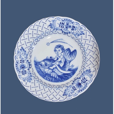 Český Porcelán Dubí Cibulák Tanier Výročný 2017 reliéfny závesný 18cm Originálny