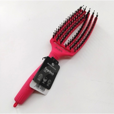 Olivia Garden Finger Brush kefa na vlasy masážna 6-radová stredná Hot pink