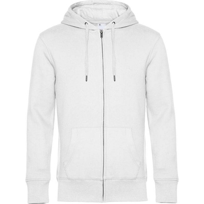 B&C KING Zipped Hood Pánska mikina s kapucňou biela