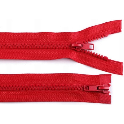 Zip kostěný 5 mm dělitelný 2 jezdce/dvoucestný 100 cm bundový Barva: 148 červená
