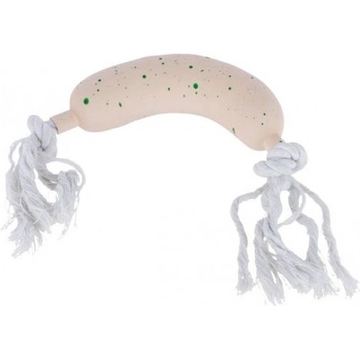 Kerbl Latex White Sausage - латексова играчка за кучета наденичка с въже и пищялка 30 см, Германия - 86279