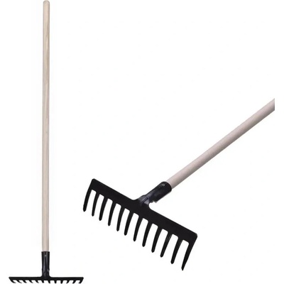 Hrable záhradne Strend Pro Premium R-606, 12 zubé, kované, drevená násada