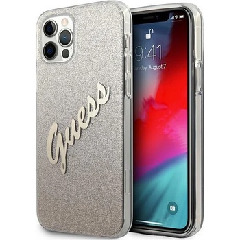 GUESS Калъф Guess Glitter Gradient Script за iPhone 12 Pro Max , Златист (GUE001092)