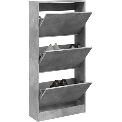 vidaXL Шкаф за обувки, бетонно сив, 60x21x125, 5 см, инженерно дърво (839899)