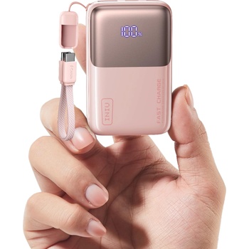 INIU Mini Power Bank, 45W 10000mAh Power Bank Small But Strong (USB C In & Out), Quick Charge Function PD3.0 External Mobile Phone Batteries, Compatible with iPhone 17 16 15 Pro Max Mini Samsung S24, Soft Pink - P50