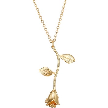 TrendyVeci Elegantný náhrdelník s príveskom ruže Zlatá TV1307