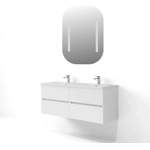 ASIR GROUP Комплект окачен долен шкаф 120 см с двойна мивка и LED огледало Asir Simple 4 бял (263LVS1208)