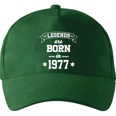 Legends are born in 1977 se zahnutým kšiltem a mosaznou sponou Lahvově zelená