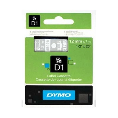 páska do štítkovača DYMO D1 45020 Farba pásky: priehľadná Farba písma:biela 12 mm 7 m