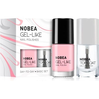 NOBEA Day-to-Day Base Shade #N01 lak na nehty 6 ml + Top Coat vrchní ochranný lak na nehty s leskem 6 ml