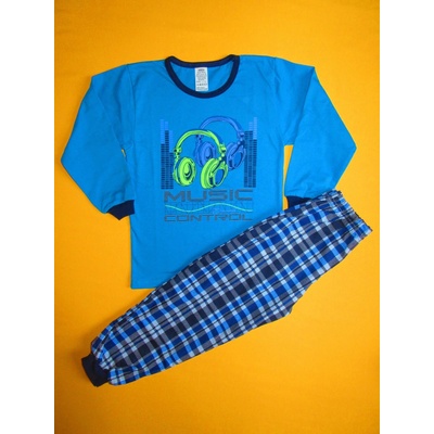 Arex ČR dětské pyžamo kostka 1 tyrkysově modré