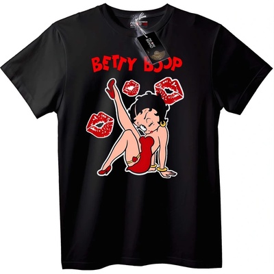 NOONEBRAND Тениска Betty Boop Червени Устни - 2XL, White