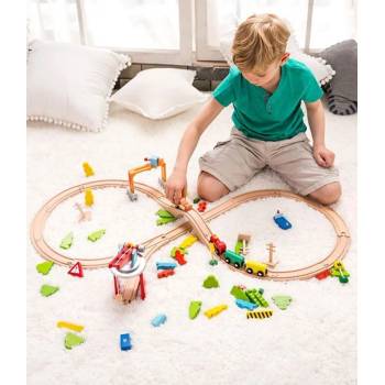 Classic World Дървено влакче с релси - 110 части (4164)