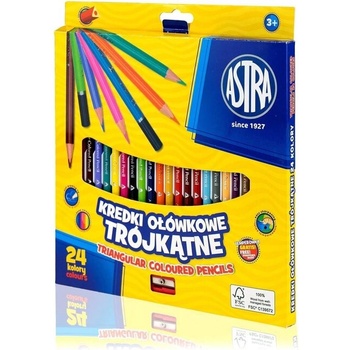 Astra Цветни моливи триъгълни 24 цвята + острилка (as312110003)