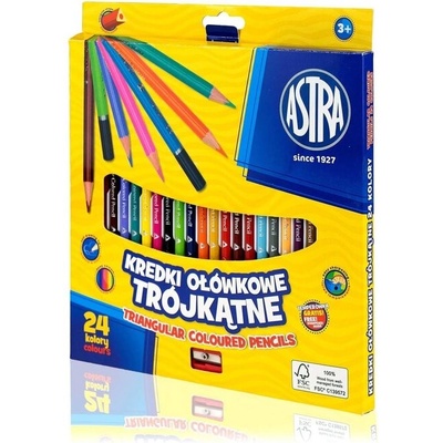 Astra Цветни моливи триъгълни 24 цвята + острилка (as312110003)