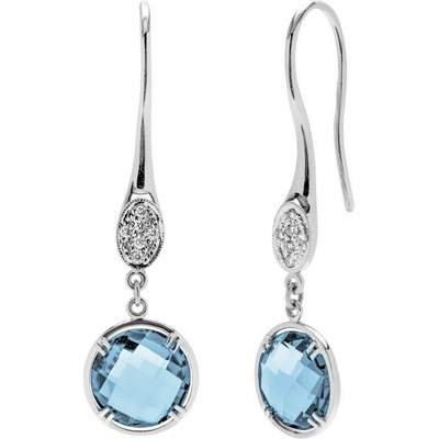 Blink-Blink Diamantové náušnice z bieleho zlata s Akvamarínom 3462BAkG