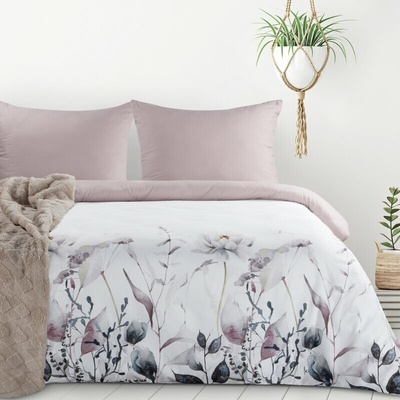 Takoy Povlečení 140x200 cm, 2-dílná sada, bílo-vresová barva s motivem květin VERONO9 design 91-HF-475493 | 140 x 200 cm