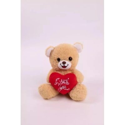 QX Плюшено мече със сърце - 15 см, светлокафяво (810477)